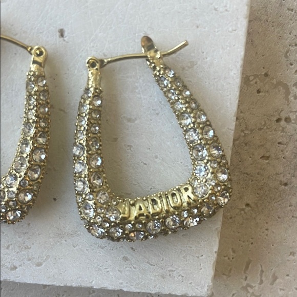 DIOR Gold and Silver Crystal Hoop Earrings - Picture 3 of 3